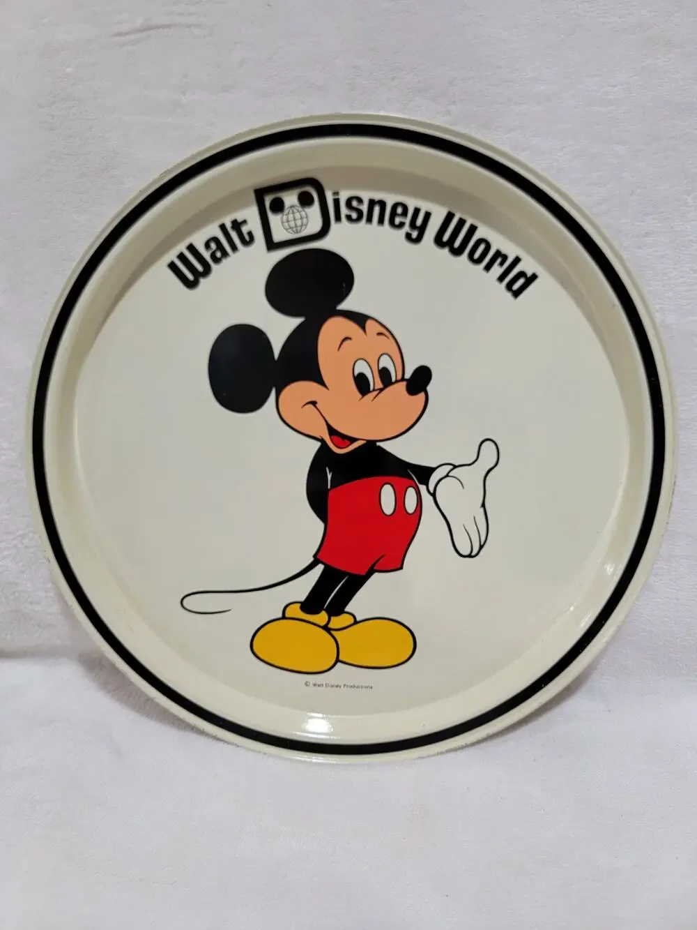 1970s 11' Vintage Walt Disney World Mickey Mouse Metal Tin Serving Tray Original